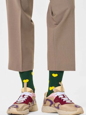 Ponožky se srdcovým vzorem Happy Socks zelené