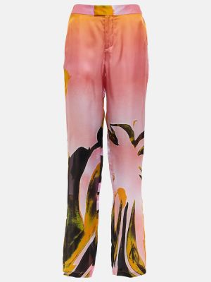Svilene hlače ravnih nogavica s printom Louisa Ballou