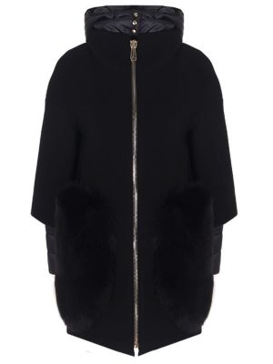Утепленное пальто с мехом Montecore черное