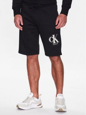 Pantaloni scurți de sport Calvin Klein Jeans negru