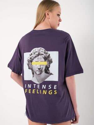 Koszulka z nadrukiem oversize K&h Twenty-one fioletowa