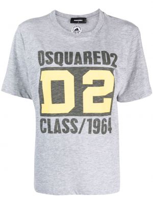 Тениска с принт от джърси сиво Dsquared2