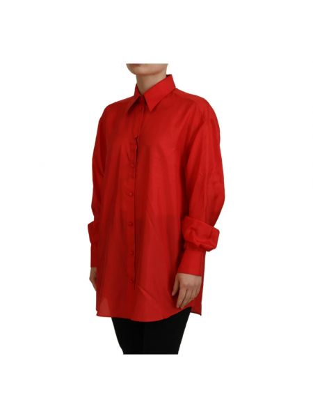 Jedwabna jedwabna koszula Dolce And Gabbana czerwona
