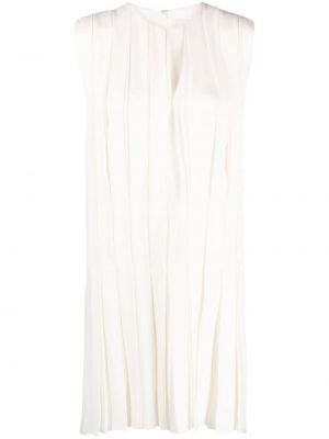 Jedwabna sukienka plisowana Khaite biała