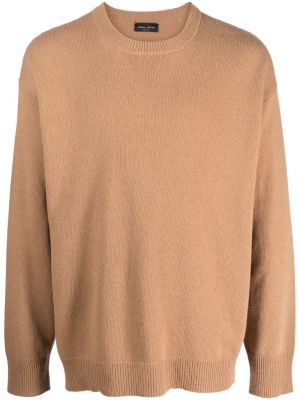 Vlnený sveter s okrúhlym výstrihom Roberto Collina béžová