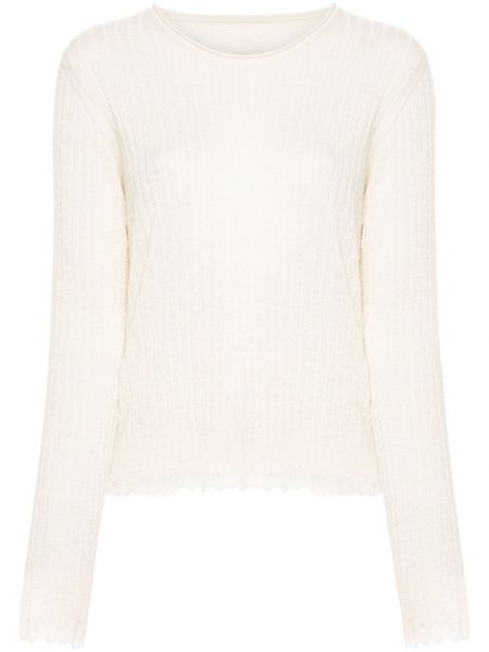 Пуловер с протрити краища Uma Wang бяло