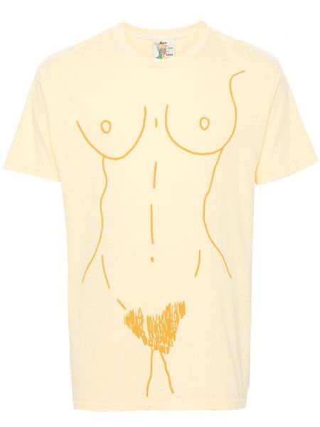 Raštuotas medvilninis marškinėliai Kidsuper geltona