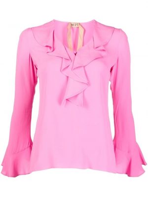 Копринена блуза с волани N°21 розово