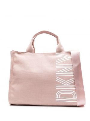 Шопинг чанта с принт Dkny розово