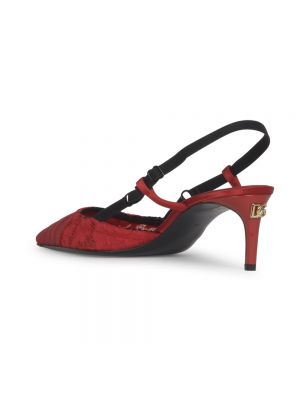 Sandalias de punta puntiaguda de encaje Dolce & Gabbana rojo