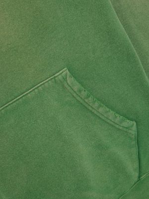 Medvilninis džemperis su gobtuvu su nubrozdinimais Visvim žalia
