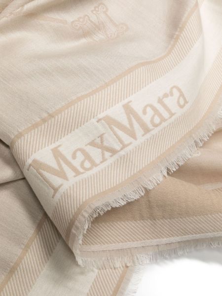 Žakárový vlněný šál Max Mara béžový