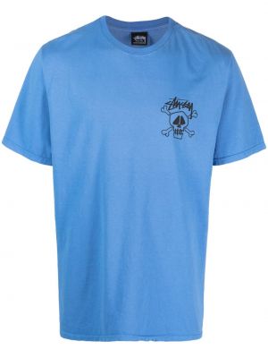 Bavlněné tričko Stussy modré