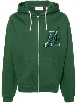 Pamučna hoodie s kapuljačom s patentnim zatvaračem Axel Arigato zelena