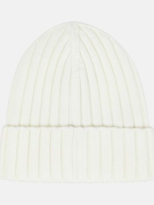 Плетена вълнена вълнена шапка Moncler бяло