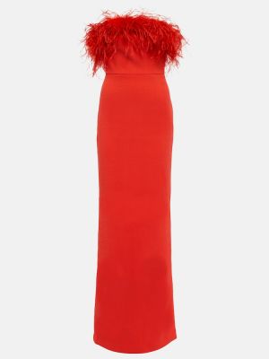 Dlouhé šaty z peří Rebecca Vallance červené