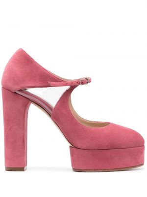 Велурени полуотворени обувки Casadei розово