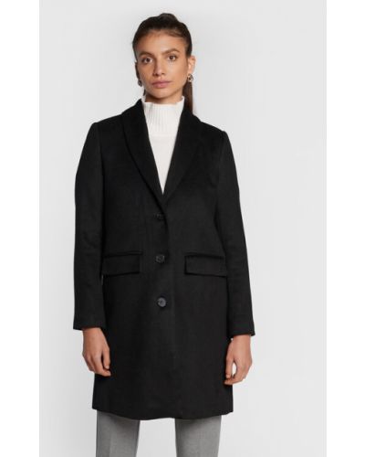 Vlnený priliehavý zimný kabát Bruuns Bazaar čierna