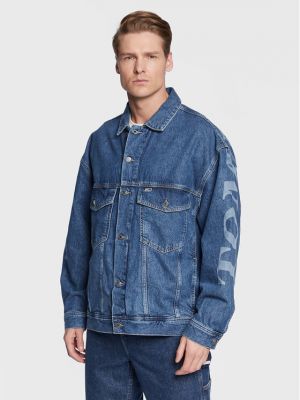 Oversized kabát Tommy Jeans kék
