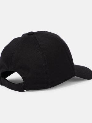 Medvilninis siuvinėtas kepurė su snapeliu Miu Miu juoda
