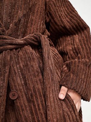 Шоколадное вельветовое пальто миди Daisy Street Plus с завязками на талии
