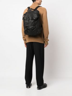 Leder rucksack mit reißverschluss Giorgio Brato schwarz