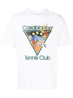 Памучна тениска с принт Casablanca бяло