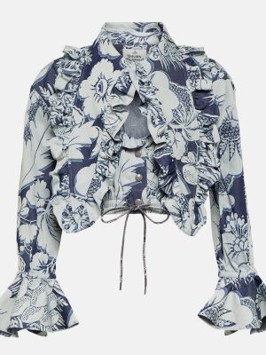 Chemisier en coton à fleurs de motif coeur Vivienne Westwood bleu