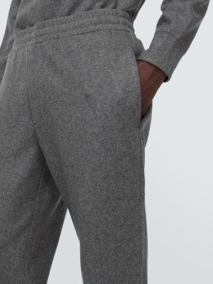 Vlnené vlnené teplákové nohavice Moncler sivá