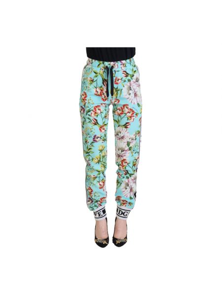 Spodnie sportowe slim fit w kwiatki slim fit Dolce And Gabbana zielone