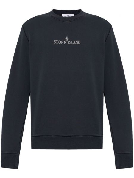 Painettu puuvilla collegepaita Stone Island sininen