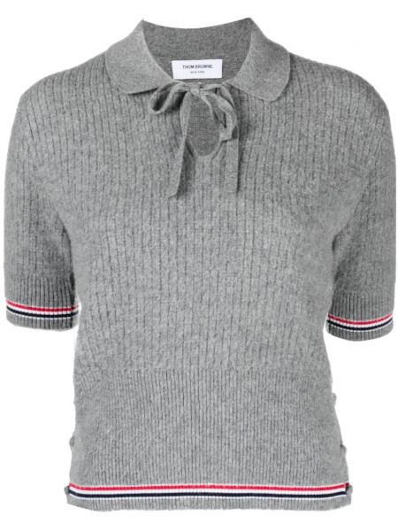 Strikket stribet t-shirt Thom Browne grå