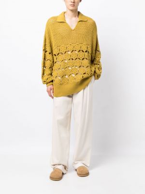 Sweter z dekoltem w serek Five Cm żółty