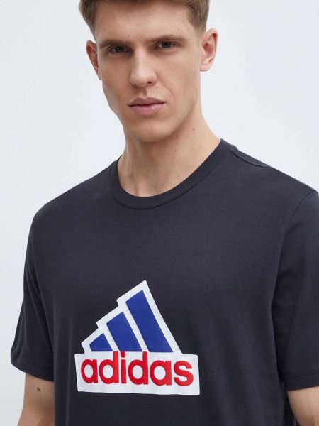 Pamučna majica Adidas crna