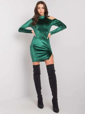 Obleka iz pliša Fashionhunters zelena