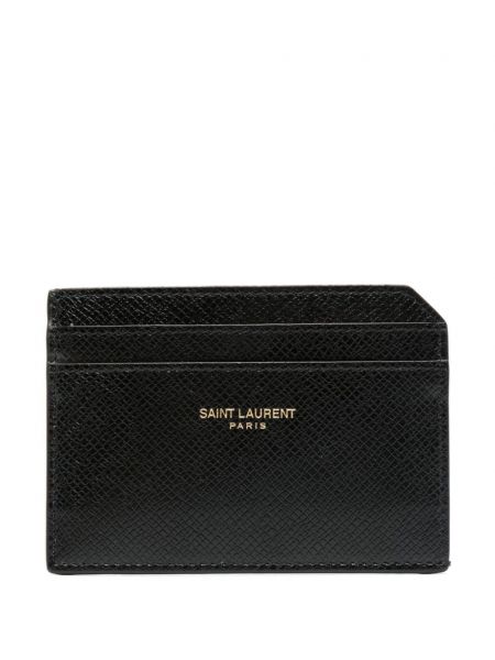 Usnjena denarnica s potiskom Saint Laurent črna