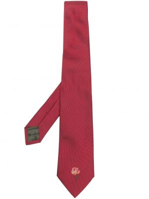Копринена вратовръзка бродирана Kenzo червено