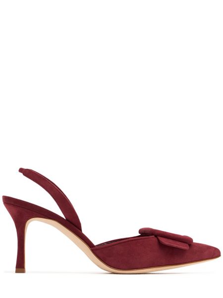 Slingback semsket skinn pumps Manolo Blahnik rød