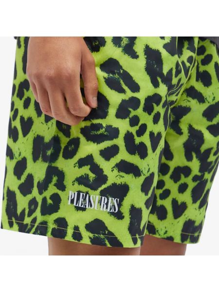 Леопардовые шорты с принтом Pleasures зеленые