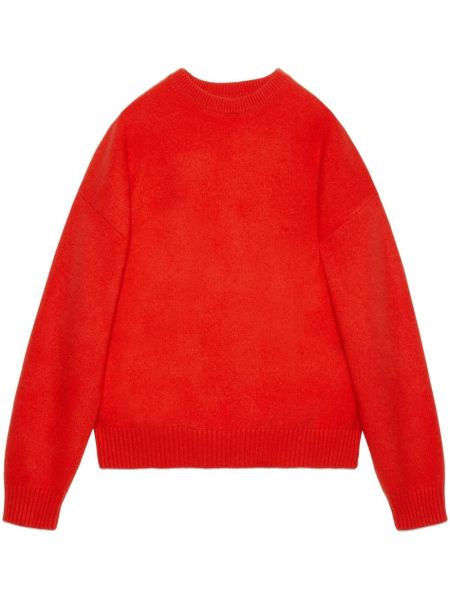 Sweter wełniany z okrągłym dekoltem Gucci czerwony
