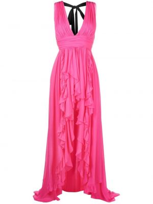 Вечерна рокля с волани Pinko розово