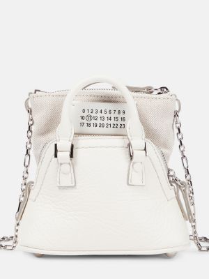 Bolso shopper de cuero Maison Margiela blanco