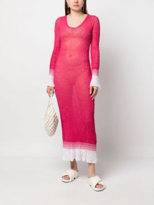 Průsvitné midi šaty Amotea růžové