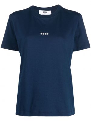 Памучна тениска с принт Msgm синьо