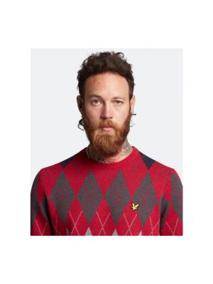 Sweter z okrągłym dekoltem Lyle & Scott czerwony