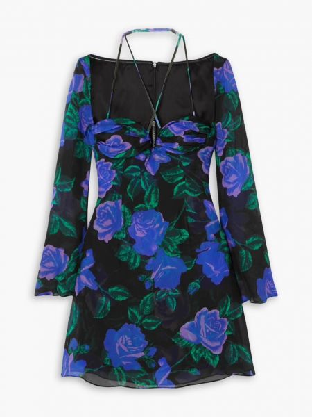 Платье мини из шелкового шифона с цветочным принтом Richard Quinn фиолетовый