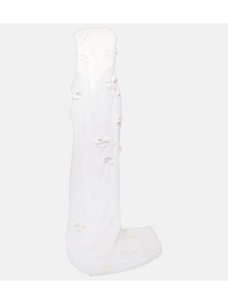 Hedvábné dlouhé šaty s výšivkou Jacquemus bílé