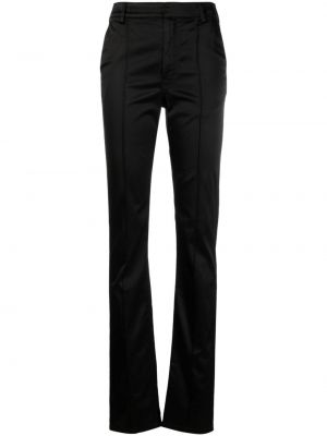 Slim fit saténové kalhoty Filippa K černé