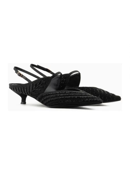 Sandalias con cuentas slingback elegantes Giorgio Armani negro