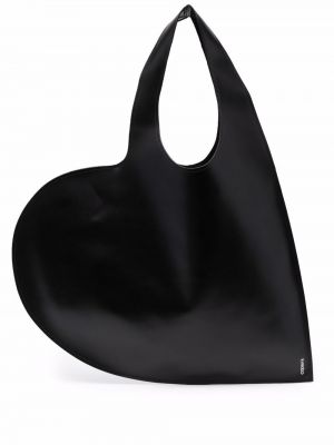 Usnjena nakupovalna torba z vzorcem srca Coperni črna